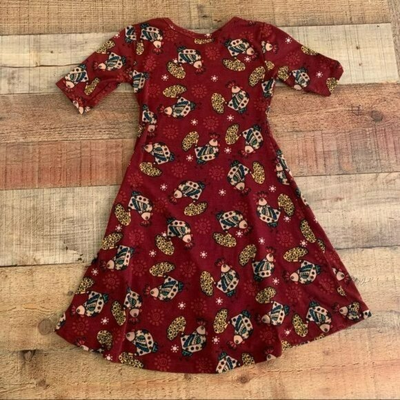LuLaRoe Country Chicken Print Half Sleeve Dress Size 4 - Picture 3 of 7